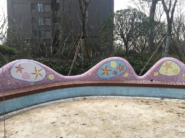 武汉园林艺术景墙陶瓷碎片工程案例