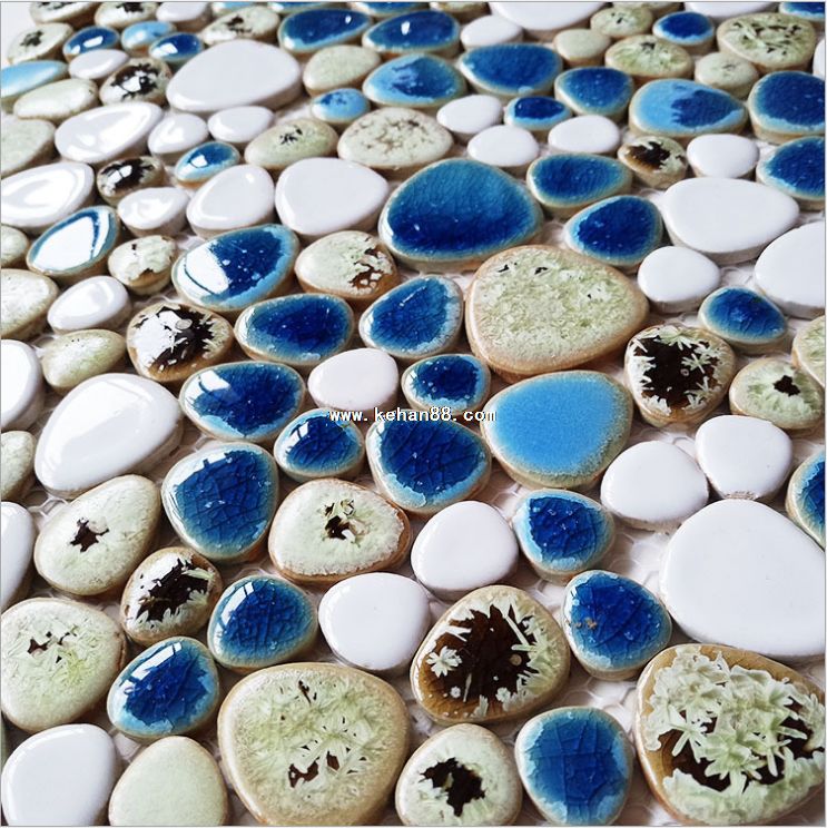陶瓷碎片自由石马赛克蓝白系